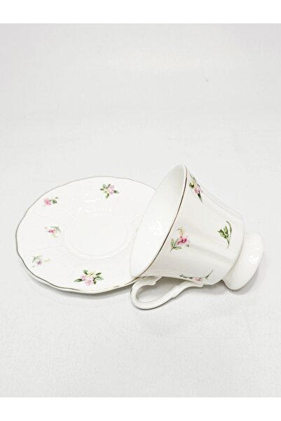 Casalina 2-piece set, cup and saucer, white ceramic with delicate flowers, 200 ml