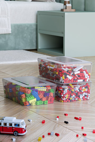 Pufwin Home 3Pcs Toy Storage Box Transparent Plastic