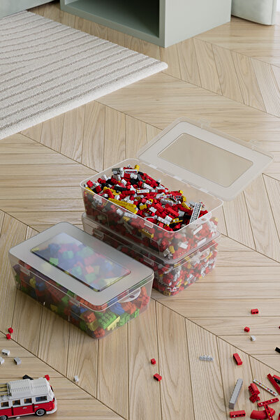 Pufwin Home 3Pcs Toy Storage Box Transparent Plastic