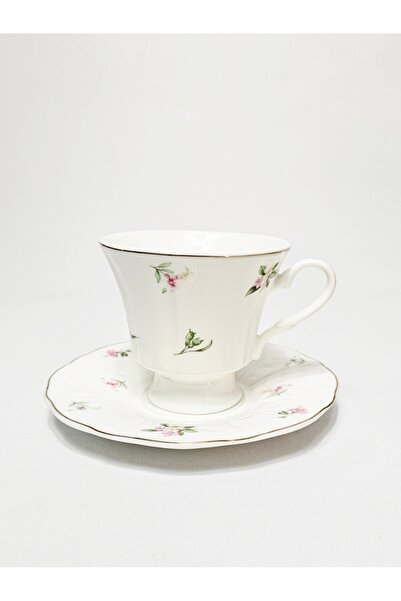 Casalina 2-piece set, cup and saucer, white ceramic with delicate flowers, 200 ml
