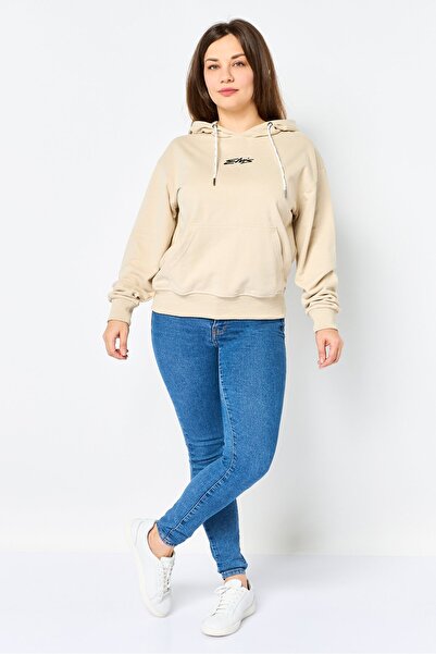 Elvis Presley Women Brand Logo Long Sleeves Hoodies, Beige