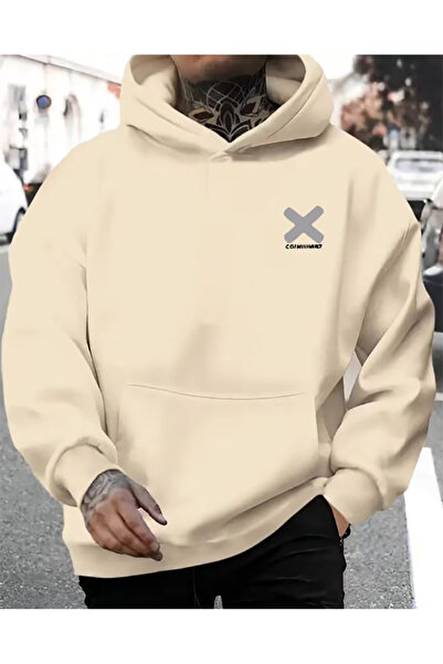 caddekombin Hooded Sweatshirt with Chest Print Detail