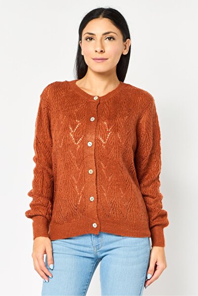 Philosophy Women Round Neck Knitted Cardigan, Brown