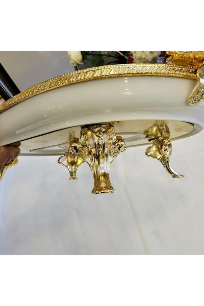 MaviDamla Cast Edge Frame Footed Porcelain Presentation Plate 25 cm Gold