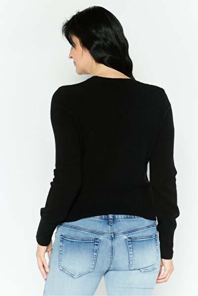 Diesel Women Crew Neck Embroidered Logo Long Sleeve Sweater, Black