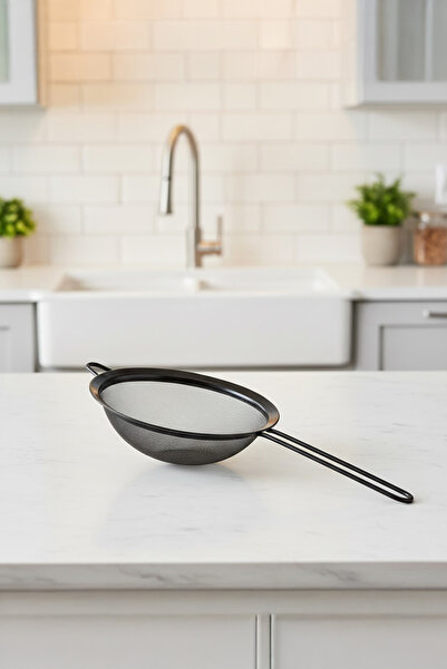 Vadi Long Handle Fine Mesh Metal Strainer Sieve |   Black Tea, Flour, Sugar and Spice Strainer 20 cm