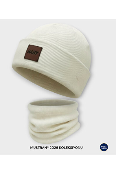 Mustran 3-18 Months Baby 2-Piece Beanie Neck Collar Set 95% Cotton Handmade |   Soft Winter Gift