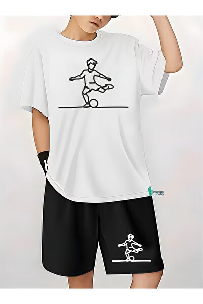 CACTUS COLLECTION طقم تي شيرت وشورت مطبوع بتصميم كرة القدم