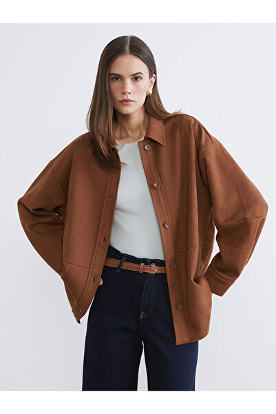 LC Waikiki Oversized Women's Suede Look Shirt