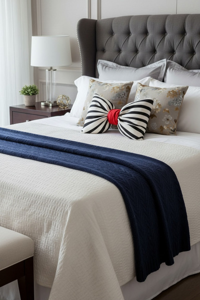 canbow وسادة زخرفية على شكل فيونكة، وسادة قماشية مزينة بفيونكة محشوة من الداخل