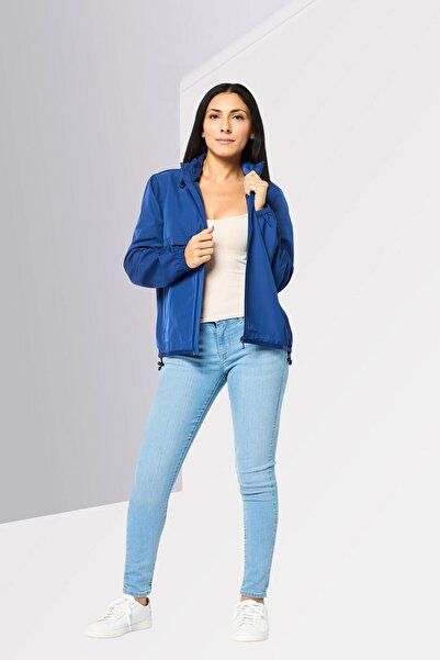 Lacoste Women Long Sleeve Brand Logo Hooded Jacket, Blue