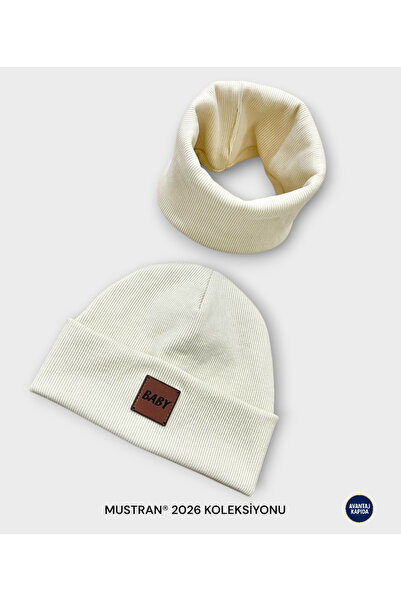 Mustran 3-18 Months Baby 2-Piece Beanie Neck Collar Set 95% Cotton Handmade |   Soft Winter Gift