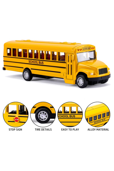 REZZOSS 3 Pack Pull Back School Bus Playset - Die-cast Toy Vehicles School Bus for Boys Girls Kids Toddlers
