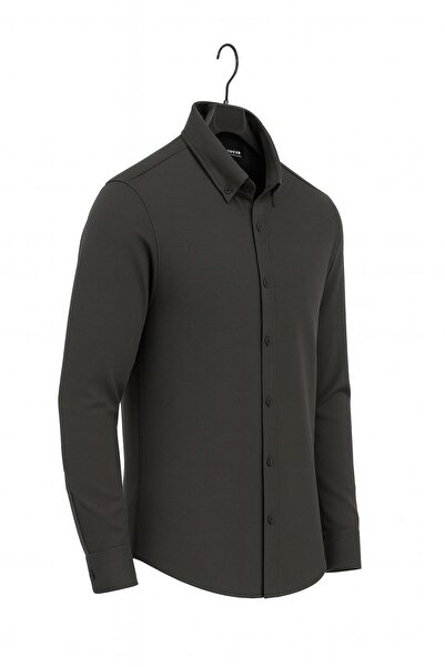 FABİO CASSANİ Gewer Long Sleeve Slim Fit Men's Shirt with Fleece Inside - 7440