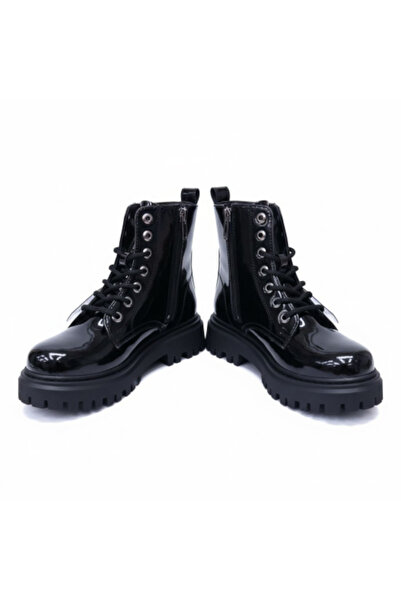 PATİK BEBE Cizme cu fermoar din piele neagră pentru fetiță