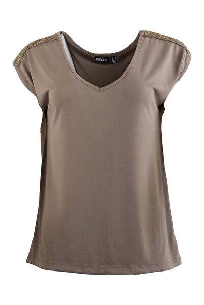 PIECES T-shirt Olivia Brown - Gray brown, M, Other