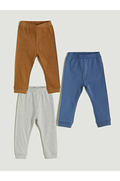 LC Waikiki Baby Multi-Colored 2 Thread Jogger Pants with Elastic Waistband, Pack of 3, Baby Boy Jogger Pants