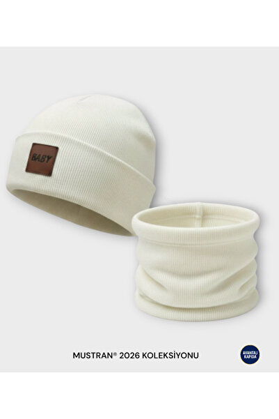 Mustran 3-18 Months Baby 2-Piece Beanie Neck Collar Set 95% Cotton Handmade |   Soft Winter Gift