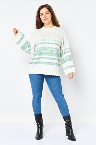 DOROTHY PERKINS Women Crew Neck Striped Sweater, Off White