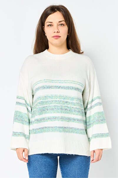 DOROTHY PERKINS Women Crew Neck Striped Sweater, Off White