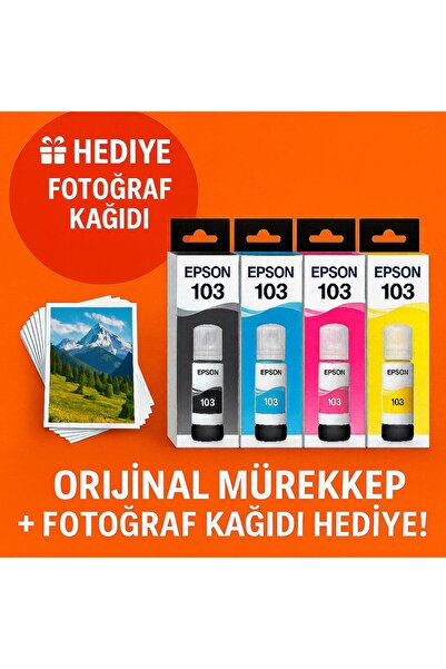 EPSON 103 L5290,l3266,l3260,l3256,l3251,l3250,l3211 4 Renk Mürekkep Takımı 65ml