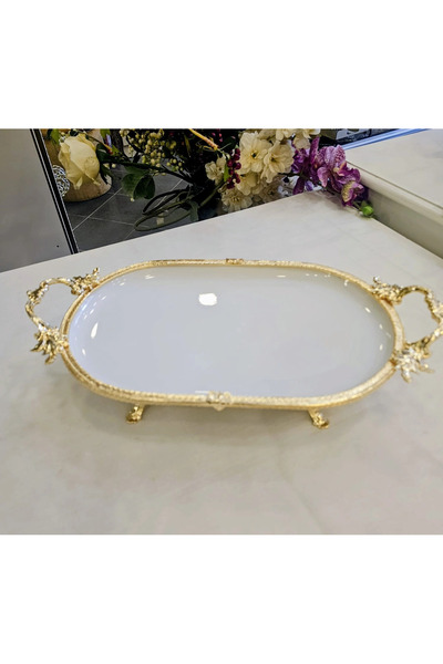 MaviDamla Oval Porcelain with Cast Edge Frame 30*16 Gold