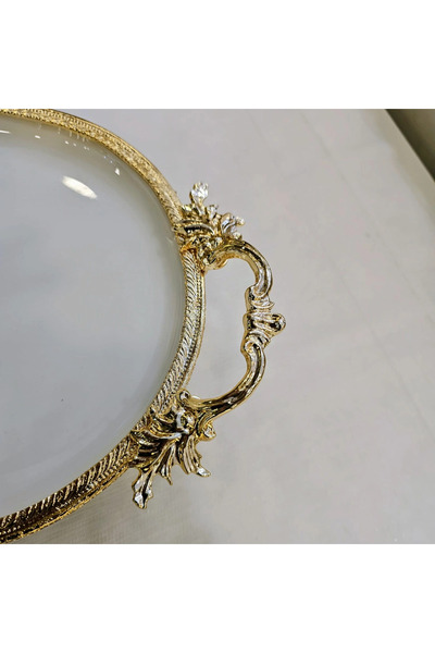 MaviDamla Oval Porcelain with Cast Edge Frame 30*16 Gold