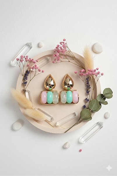 Dorvina Brass Women's Earrings Mixed Color Vintage Model |   Stylish and Durable Jewelry, Accessory