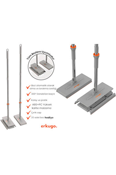 ERKUGO Kıskaçlı, Tembel Mop Set boy 32 cm x en 11,50 cm