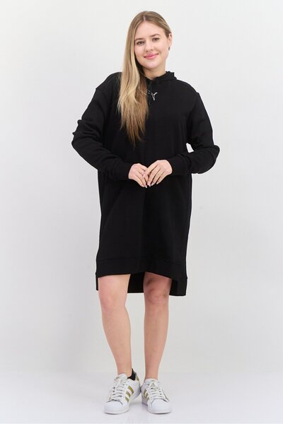 Puma Women Sportswear Fit Long Sleeve Training Hooded Dress, Black