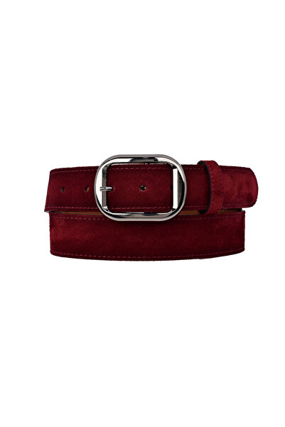 GoDeri 100% Genuine Leather, Nickel Buckle 4 cm Burgundy Suede Women's Belt; Jeans, Sports Belt=Suede.23.Burgundy