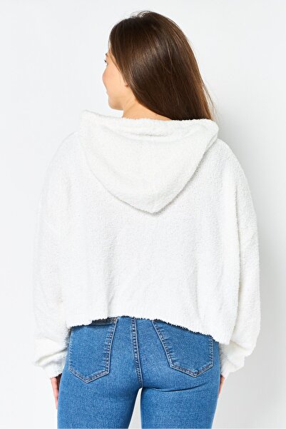 NIA Women Hooded Solid Sweater, White