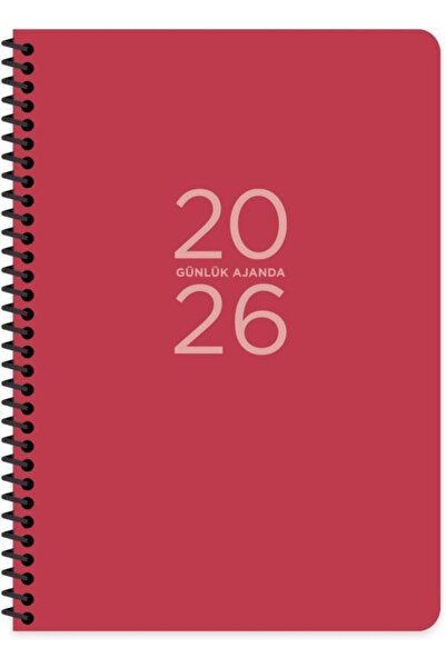 KESKİN COLOR 2026 - 17x24 Spiralli Günlük Ajanda -Kırmızı