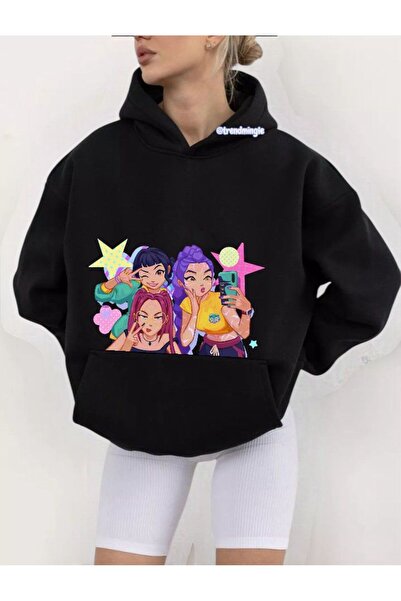 DEEFWEAR Μαύρο Zoey, Mira & Rumi Star με τύπωμα oversized Hoodie Unisex Sweat...