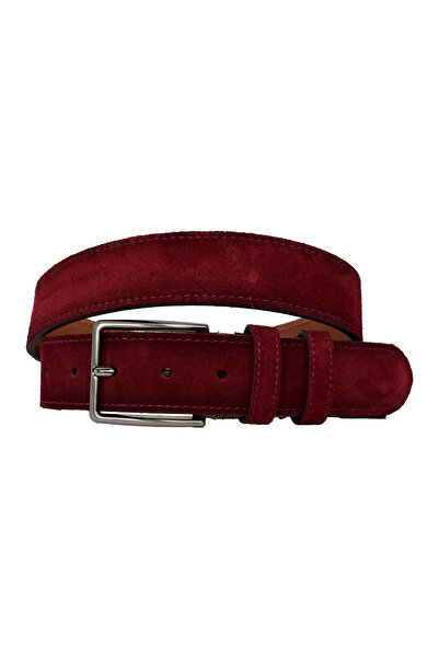 GoDeri 100% Genuine Leather 4 cm Burgundy Suede Belt Jeans, Canvas Compatible Suede_Burgundy
