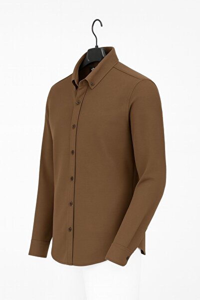 FABİO CASSANİ Gewer Long Sleeve Slim Fit Men's Shirt with Fleece Inside - 7440