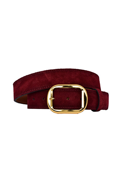GoDeri 100% Genuine Leather, Gold Buckle 4 cm Burgundy Suede Women's Belt; Jeans, Sports Belt=Suede.44.Burgundy
