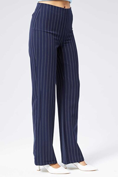 Milamia Women's Striped Wide-Leg Fabric Pants