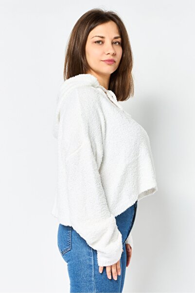 NIA Women Hooded Solid Sweater, White