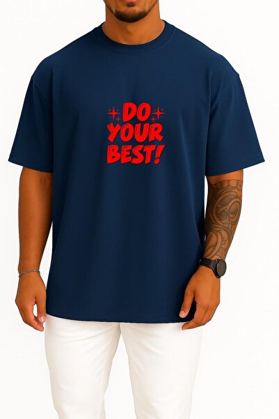 Bahriyeli Collection Tricou unisex cu imprimeu "Do Your Best" - B supradimens...