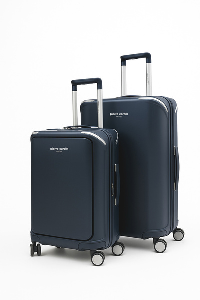 Pierre Cardin Orta Ve Kabin Boy 2'li Set %100 Polipropilen Valiz Lacivert 04P...