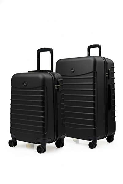 louisiana polo 2'li Valiz Seti Orta Boy - Kabin Boy Siyah-Siyah 1168