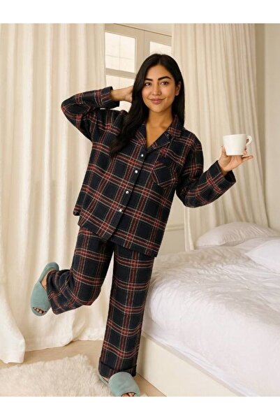 MİMİ PİJAMA Γυναικείο Σετ Πιτζάμες Μακρυμάνικο Καρό με Κουμπιά ZEUSS