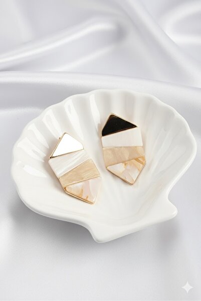 Dorvina Brass Women's Earrings Marble Pattern Vintage Geometric Model Gold Color |   Stylish and Durable Jewelry, Accessory