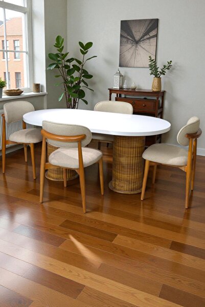 baresmu Bohem İskandinav Masa Sandalye Takımı – 4 Adet Polo Sandalye – MDF Be...