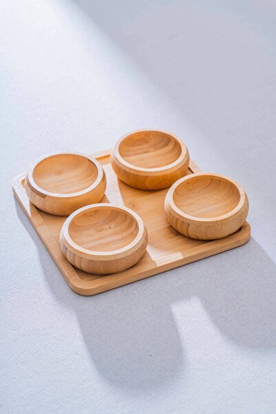 Reoona Set of 4 Presentation Bowls with Bamboo Tray