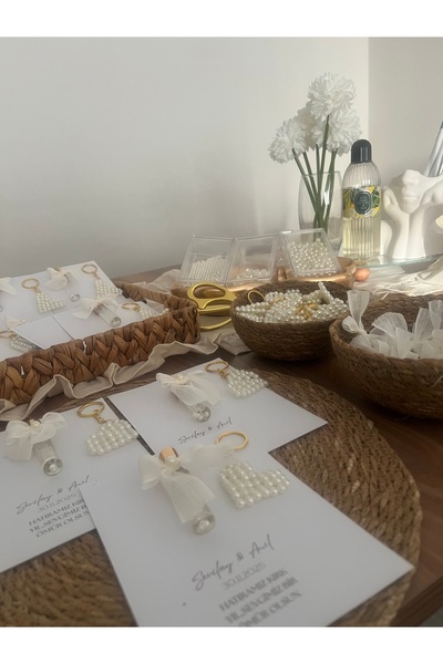 İnci detaylı ikili set 15 adet
