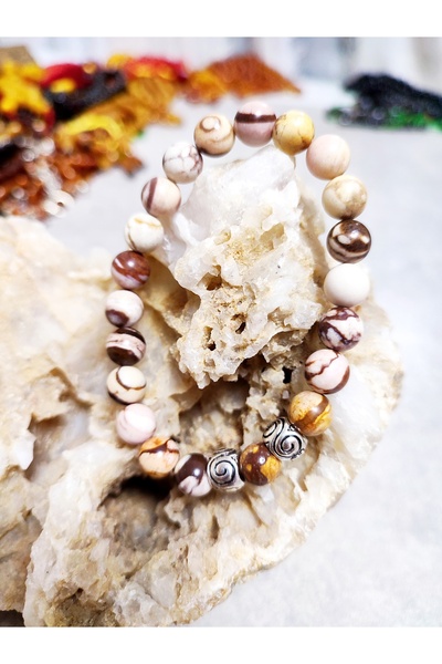 ŞAHBEY TESBİH Leopard Jasper Natural Stone Bracelet 8 mm