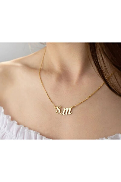 Bozli Jewelry Çift Harflı Gümüş Kolye