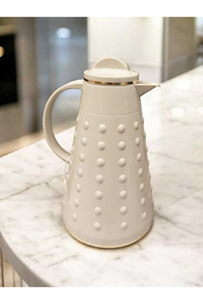 Alsaif Gallery Al Saif Diva White Thermos with Luxurious Gold Accents for Keeping Drinks Hot – Elegant Design, 1 Liter Capacity